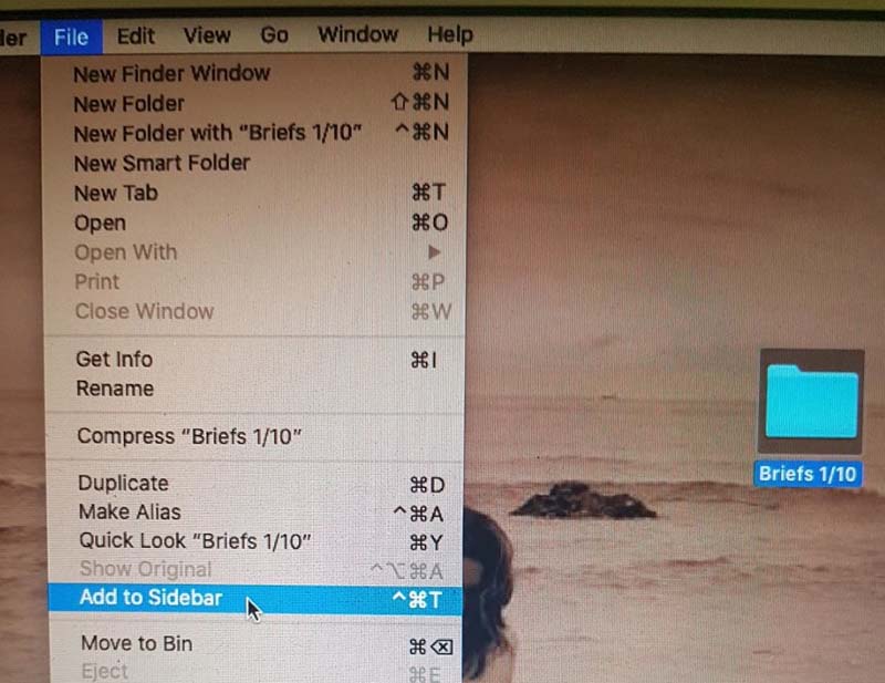 How to add a folder to Favorites on a MacBook