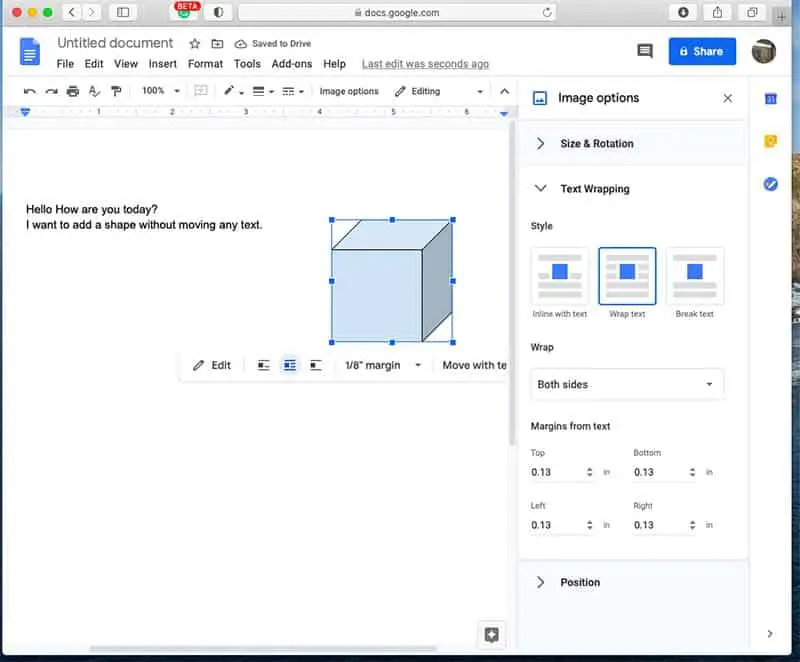 How to insert shapes in Google Docs