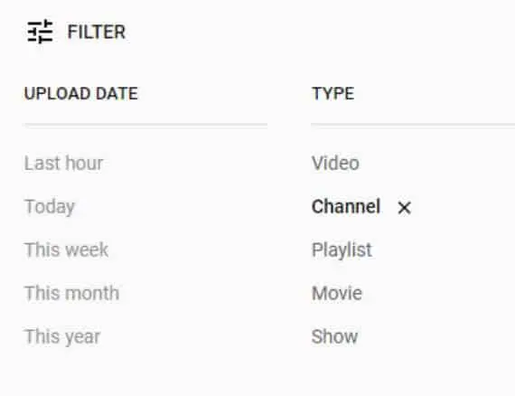 How to search YouTube channels