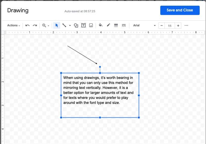 How to mirror text in Google Docs