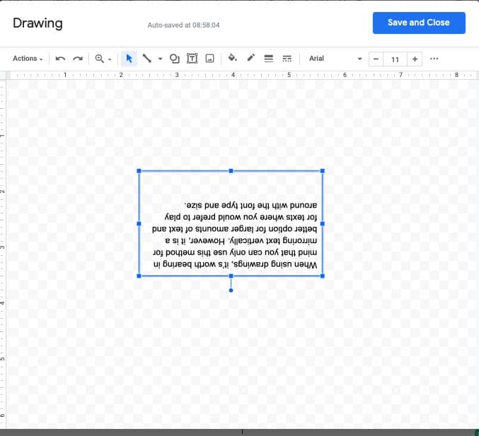 How to mirror text in Google Docs
