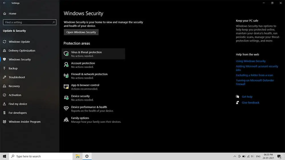 How to turn on off Windows Defender in Windows