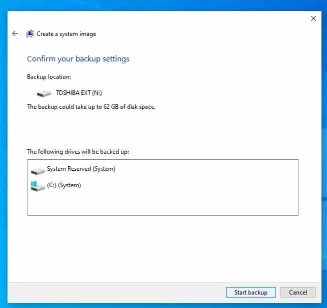 How to create a Windows 10 image backup