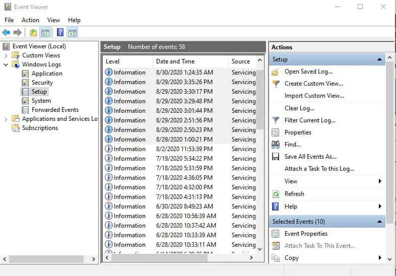 How to delete win log files in Windows 10