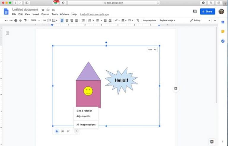 how to make a picture smaller in google docs