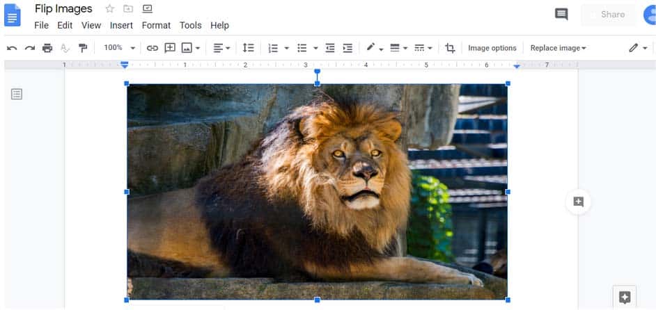 How to flip an image in Google Docs