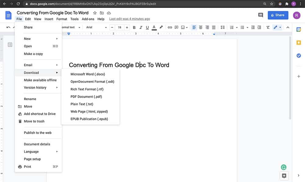 How to convert Word Doc to a Google Doc