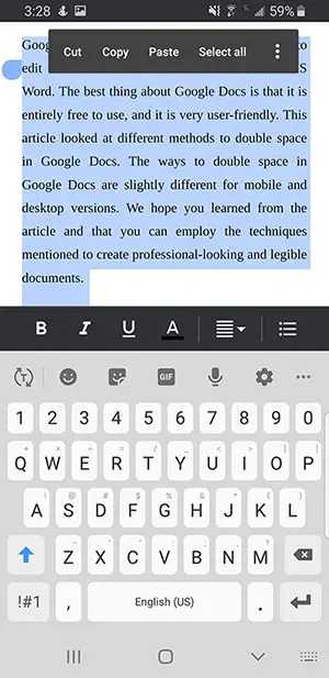 How to double space in Google Docs