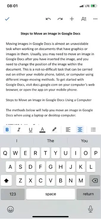 How to move images in Google Docs