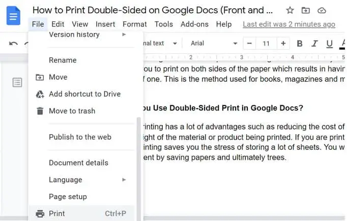 How to print double sided on Google Docs (front and back)