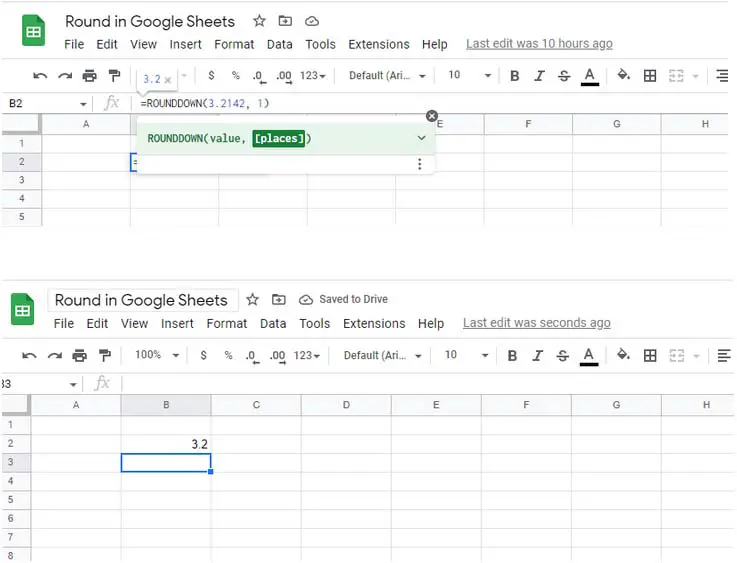 How to round down in Google Sheets